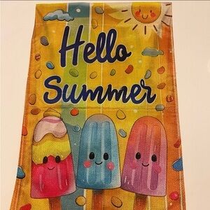 Summer Popscicle Garden Flag, “Hello Summer” Kawaii NEW